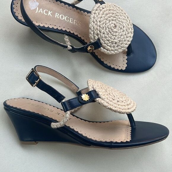 Jack Rogers Reef Edge Leather Sandal in Blue Size 6 - Picture 5 of 14